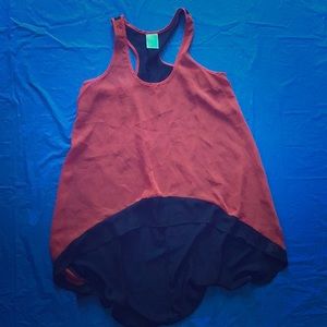 Burnt orange and black chiffon top
